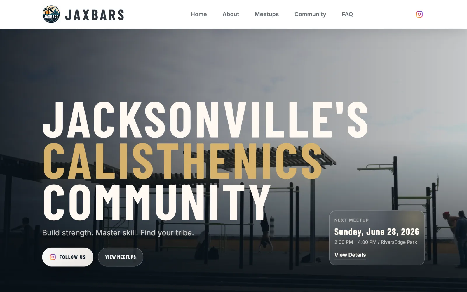 Jax Bars — Community website screenshot